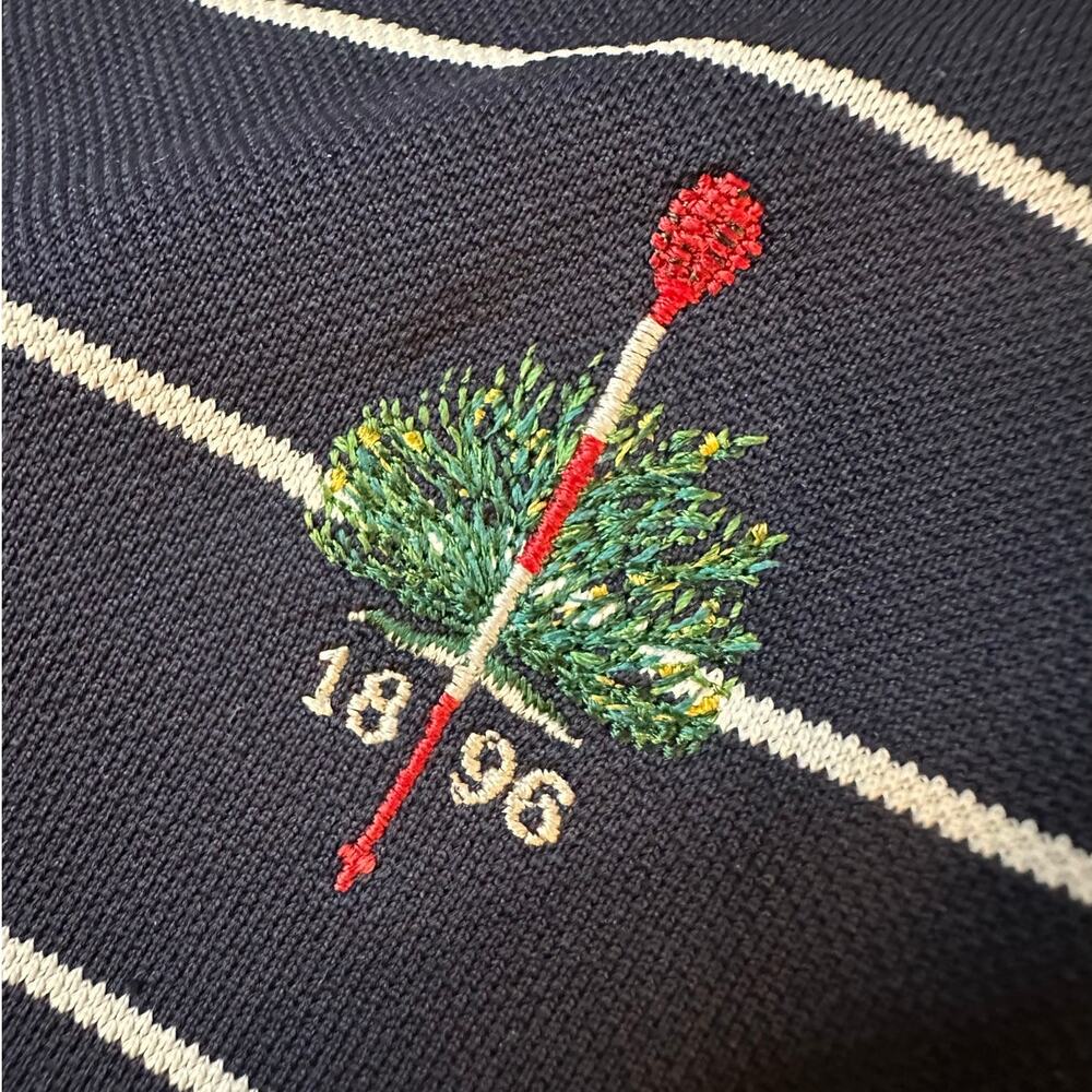 Vintage Peter Millar Navy/White Striped, Short Sleeve, Golf Polo- XL - Picture 4 of 9